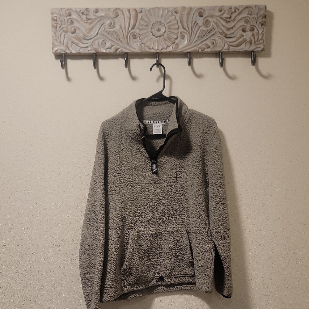 PINK Army Green Half-zip Sweatshirt